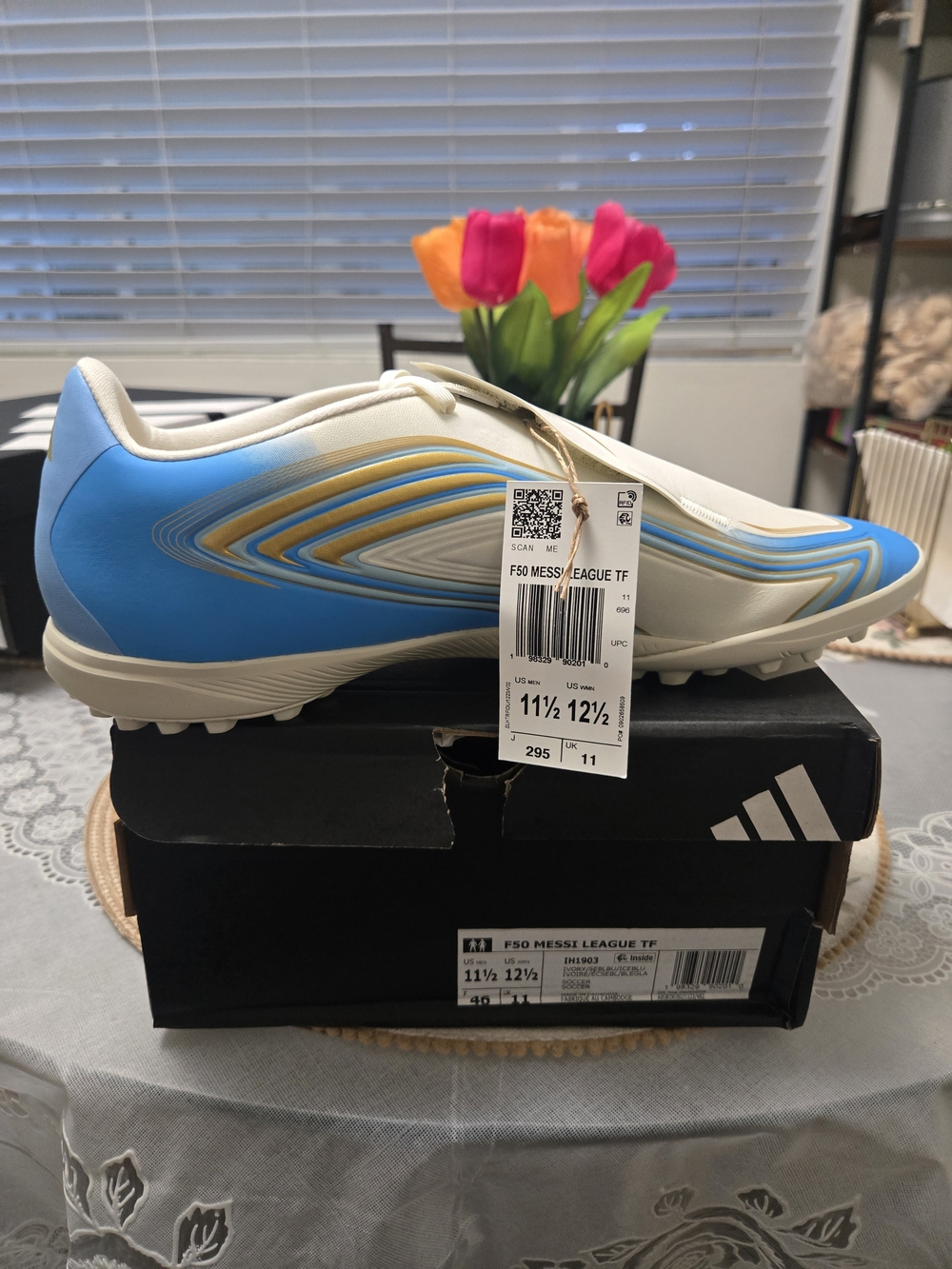 Adidas F50 Messi League TF Men’s Turf Soccer Shoes - Blue/White